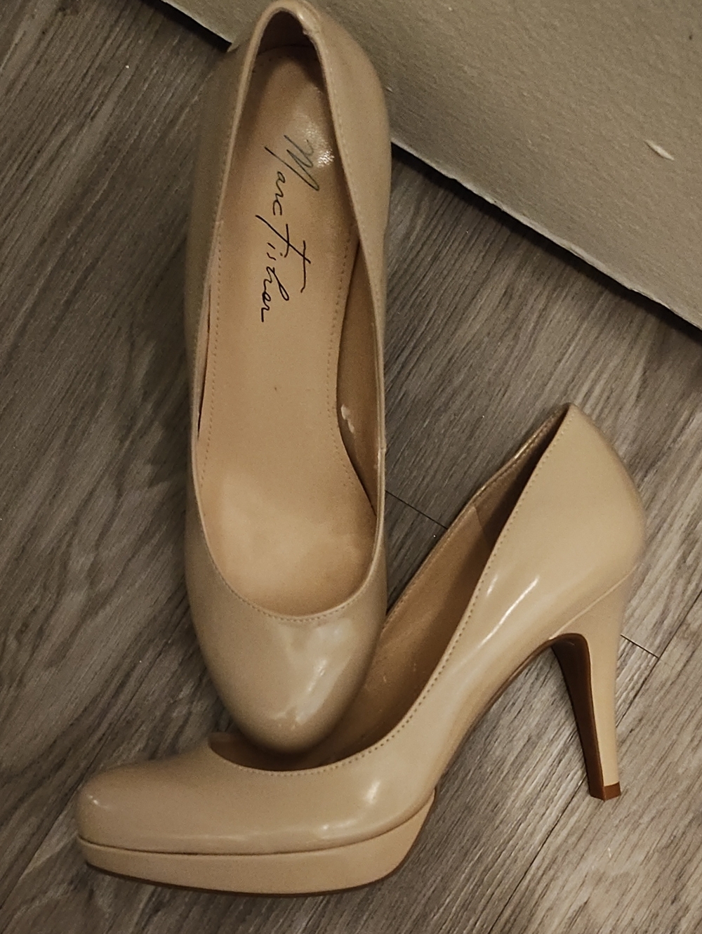 Marc Fisher Nude Patent Platform Pumps